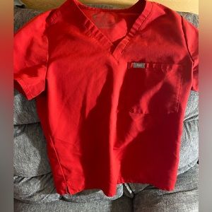 Figs xs red scrub top